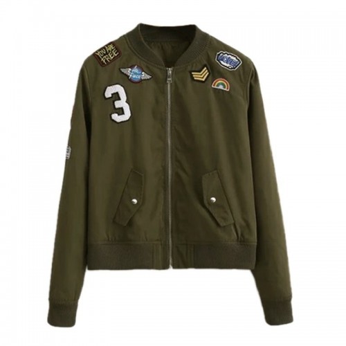 BYDI Jaqueta Bomber Verde Militar Army com Patches